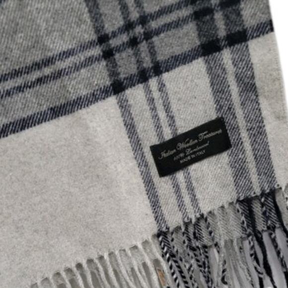 Italian Woollen Treasures Luxury 100% Lambswool Scarf Fringe Plaid‎ - NEW - Picture 5 of 8
